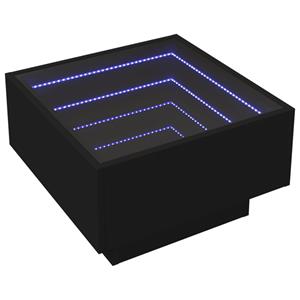 vidaXL Salontafel met LED 50x50x30 cm bewerkt hout zwart