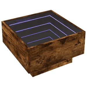 vidaXL Salontafel met LED 50x50x30 cm bewerkt hout gerookt eikenkleur