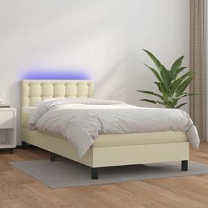 VidaXL Boxspring met matras en LED kunstleer crèmekleurig 80x200 cm