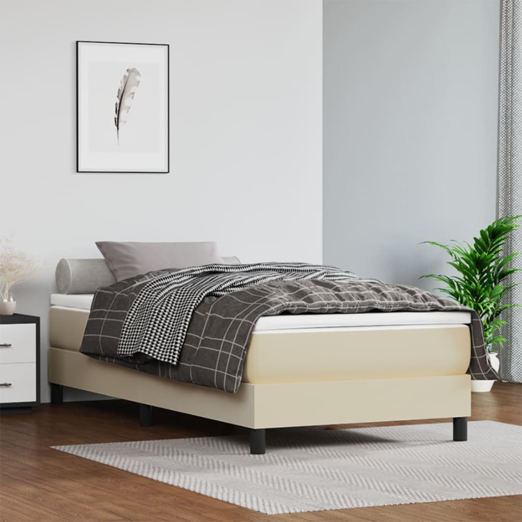 VidaXL Boxspring met matras kunstleer crèmekleurig 80x200 cm