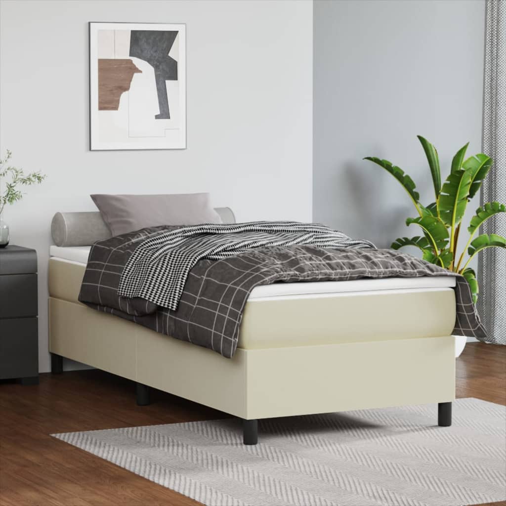 VidaXL Boxspring met matras kunstleer crèmekleurig 80x200 cm