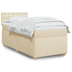 VidaXL Boxspring met matras stof crèmekleurig 100x200 cm