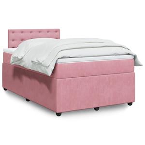 VidaXL Boxspring met matras fluweel roze 120x200 cm