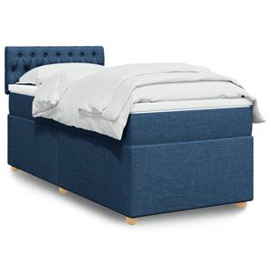 VidaXL Boxspring met matras stof blauw 90x200 cm