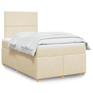 VidaXL Boxspring met matras stof crèmekleurig 120x190 cm