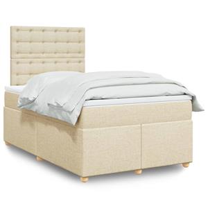 VidaXL Boxspring met matras stof crèmekleurig 120x190 cm