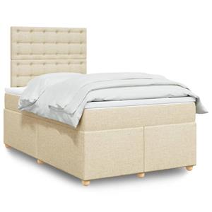 VidaXL Boxspring met matras stof crèmekleurig 120x200 cm