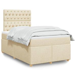 VidaXL Boxspring met matras stof crèmekleurig 120x190 cm