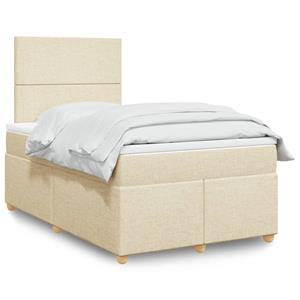 VidaXL Boxspring met matras stof crèmekleurig 120x200 cm