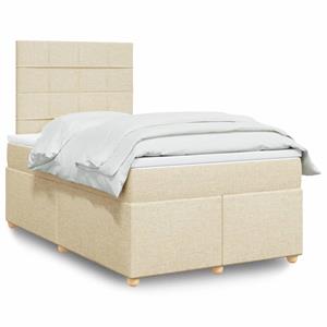 VidaXL Boxspring met matras stof crèmekleurig 120x200 cm