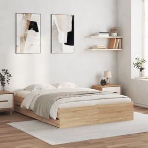 VidaXL Bedframe met lades bewerkt hout sonoma eikenkleurig 140x190 cm