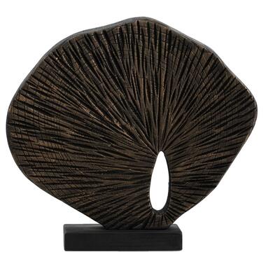 Leen Bakker Beeld Jules - zwart/goud - hout - 26x28x6 cm