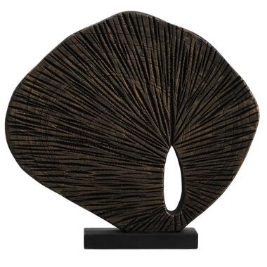 Leen Bakker Beeld Jules - zwart/goud - hout - 36x34x8 cm