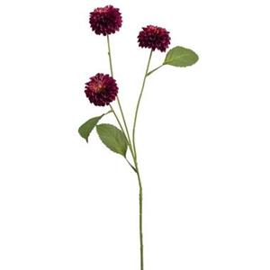 Leen Bakker Kunstbloem Dahlia Pompon spray - rood - 68 cm