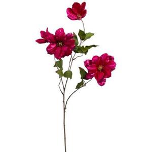 Leen Bakker Kunstbloem Clematis Velvet spray - fuchsia - 83 cm