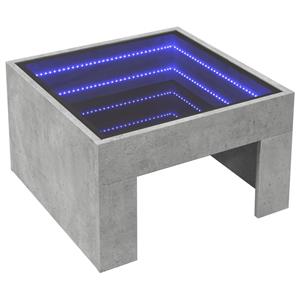 vidaXL Salontafel met Infinity LED 50x50x30 cm betongrijs