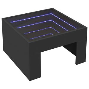 vidaXL Salontafel met Infinity LED 50x50x30 cm zwart