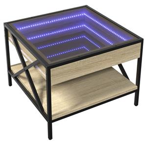 vidaXL Salontafel met Infinity LED 50x50x38 cm sonoma eikenkleurig