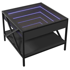 vidaXL Salontafel met Infinity LED 50x50x38 cm zwart