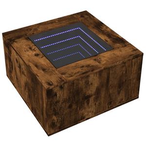 vidaXL Salontafel met LED 60x60x40 cm bewerkt hout gerookt eikenkleur