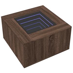 vidaXL Salontafel met LED 60x60x40 cm bewerkt hout bruin eikenkleurig