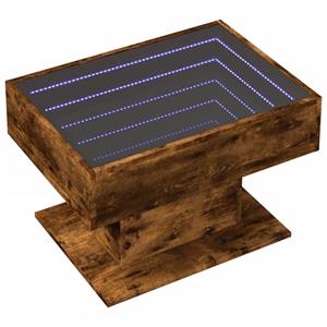 vidaXL Salontafel met LED 70x50x45 cm bewerkt hout gerookt eikenkleur