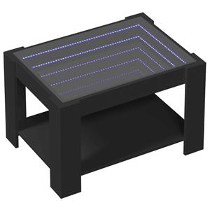 vidaXL Salontafel met LED 73x53x45 cm bewerkt hout zwart