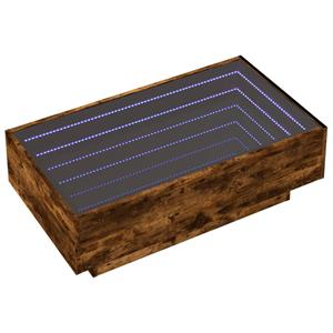 vidaXL Salontafel met LED 90x50x30 cm bewerkt hout gerookt eikenkleur