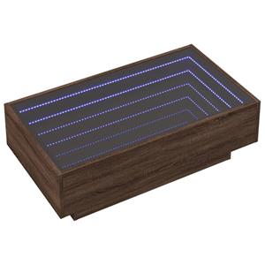 vidaXL Salontafel met LED 90x50x30 cm bewerkt hout bruin eikenkleurig