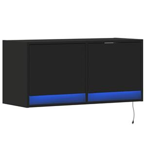 vidaXL Tv-wandmeubel met LED-verlichting 80x31x35 cm zwart