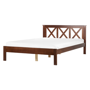 BELIANI Bed hout donkerbruin 140 x 200 cm TANNAY