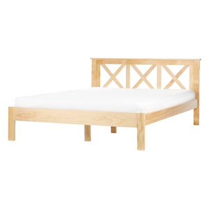 BELIANI Bed hout lichtbruin 140 x 200 cm TANNAY