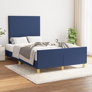 VidaXL Bedframe met hoofdbord stof blauw 120x200 cm