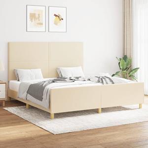 VidaXL Bedframe met hoofdbord stof crèmekleurig 160x200 cm