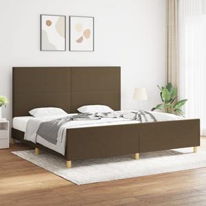 VidaXL Bedframe met hoofdbord stof donkerbruin 200x200 cm