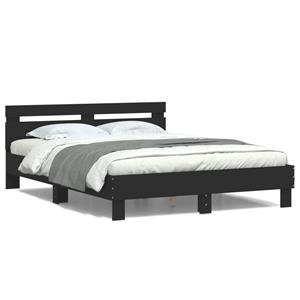 VidaXL Bedframe met hoofdeinde en LED zwart 140x190 cm