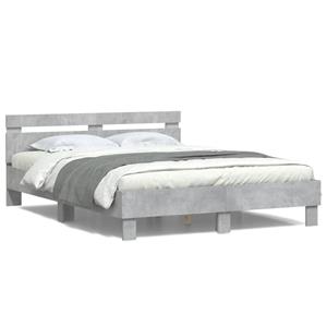 VidaXL Bedframe met hoofdeinde en LED betongrijs 140x190 cm