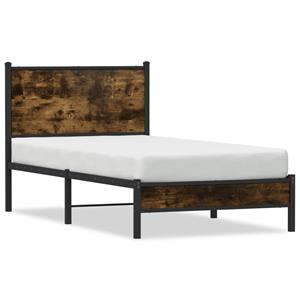 VidaXL Bedframe met hoofdbord metaal gerookt eikenkleurig 75x190 cm