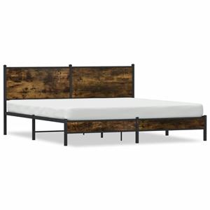 VidaXL Bedframe met hoofdbord metaal gerookt eikenkleurig 160x200 cm