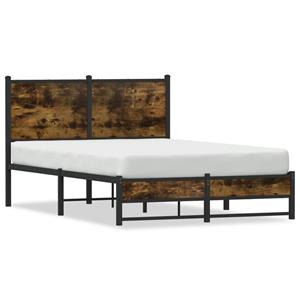 VidaXL Bedframe met hoofdbord metaal gerookt eikenkleurig 120x190 cm