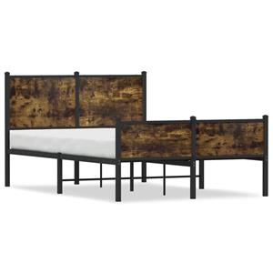 VidaXL Bedframe hoofd- en voeteneinde metaal gerookt eiken 120x190 cm