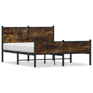 VidaXL Bedframe hoofd- en voeteneinde metaal gerookt eiken 140x200 cm