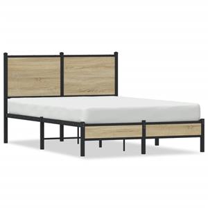 VidaXL Bedframe met hoofdbord metaal sonoma eikenkleurig 120x190 cm