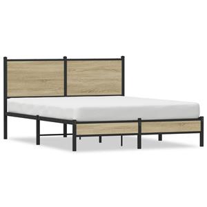 VidaXL Bedframe met hoofdbord metaal sonoma eikenkleurig 140x190 cm