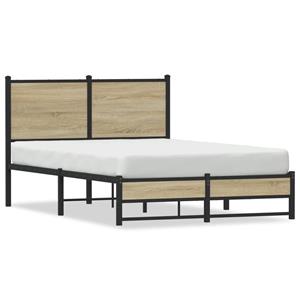 VidaXL Bedframe met hoofdbord metaal sonoma eikenkleurig 120x190 cm