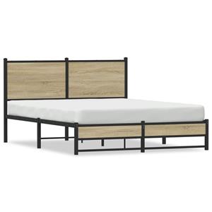 VidaXL Bedframe met hoofdbord metaal sonoma eikenkleurig 140x190 cm