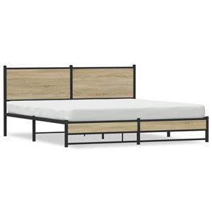 VidaXL Bedframe met hoofdbord metaal sonoma eikenkleurig 160x200 cm