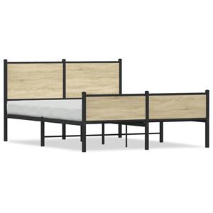 VidaXL Bedframe hoofd- en voeteneinde metaal sonoma eiken 140x190 cm