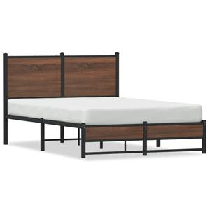 VidaXL Bedframe met hoofdbord metaal bruin eikenkleurig 120x190 cm