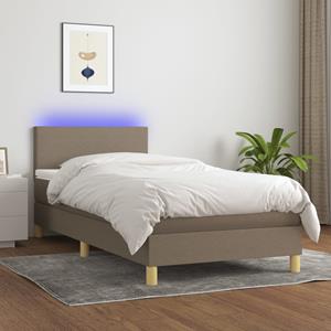 VidaXL Boxspring met matras en LED stof taupe 90x190 cm